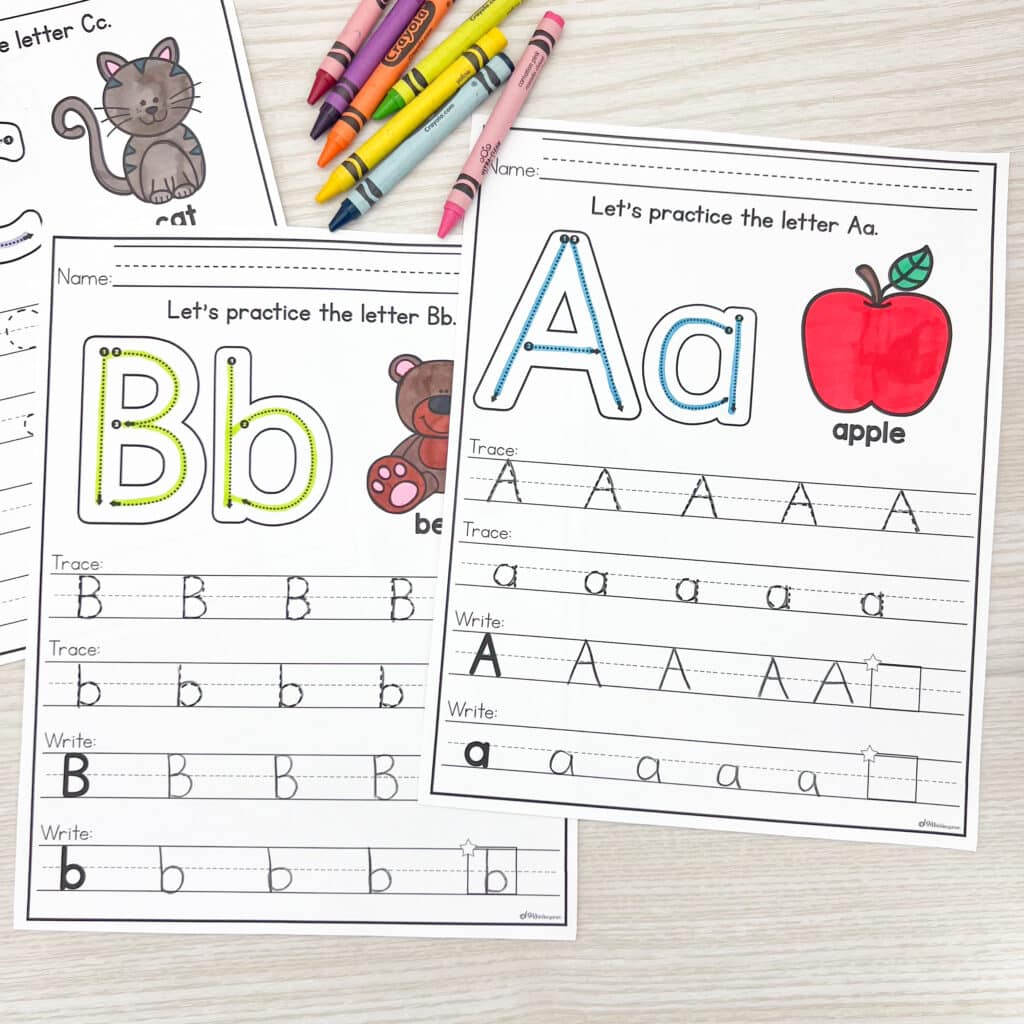 Alphabet tracing worksheets for Aa and Bb