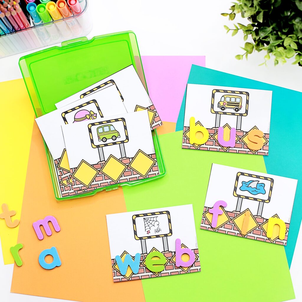 A CVC word building literacy center