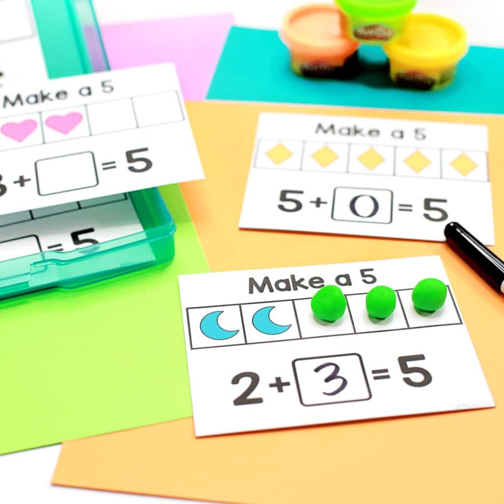 Math center for making five