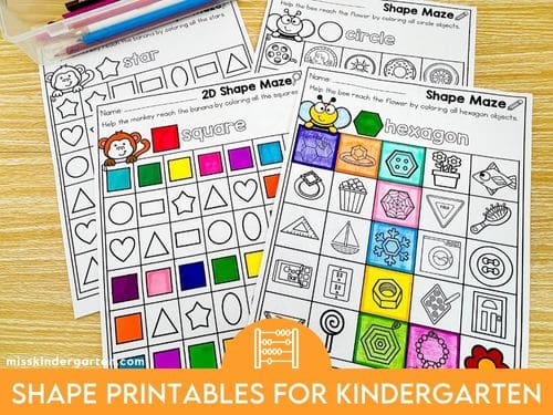 Shape Printables for Kindergarten