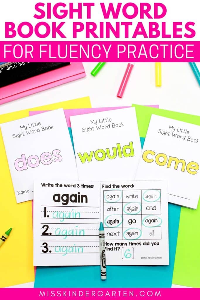 Sight word book printables for fluency practice