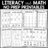 First Week of Kindergarten No Prep Printables Back to School Worksheets