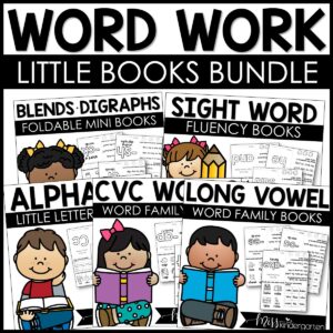 Kindergarten Phonics Activities Word Work Centers Word Families Books Bundle
