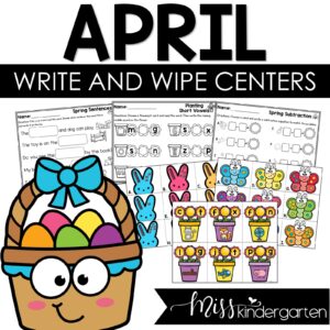 April Kindergarten Centers Write and Wipe Activities & Sensory Bins