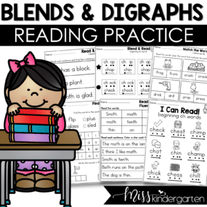 Short Vowel Blends and Digraphs Worksheets and Activities Kindergarten & First Grade