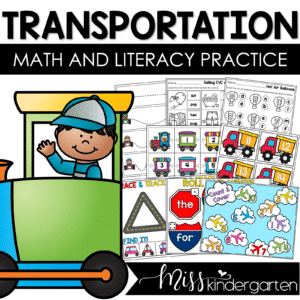 Transportation Themed Math and Literacy Centers PreK & Kindergarten Activities